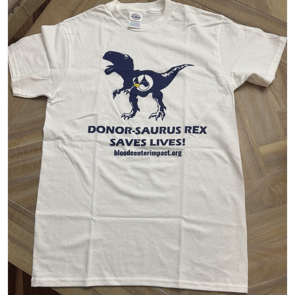 Blood Donor T Shirt Small Short Sleeve Dinosaur Donor-saurus Rex Saves Lives